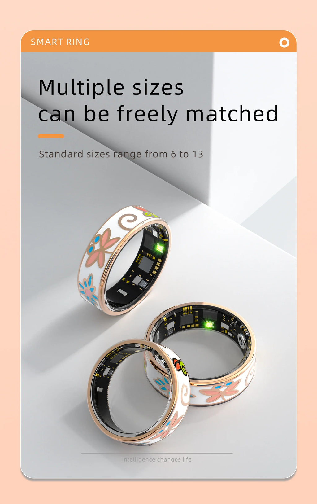 Smart Rings Color Enamels Fashion Women Smart Ring Female Stainless Steel Intelligent Finger Ring Lady IP68 Fitness Tracker Ring