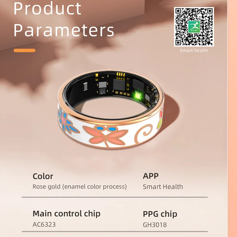 Smart Rings Color Enamels Fashion Women Smart Ring Female Stainless Steel Intelligent Finger Ring Lady IP68 Fitness Tracker Ring