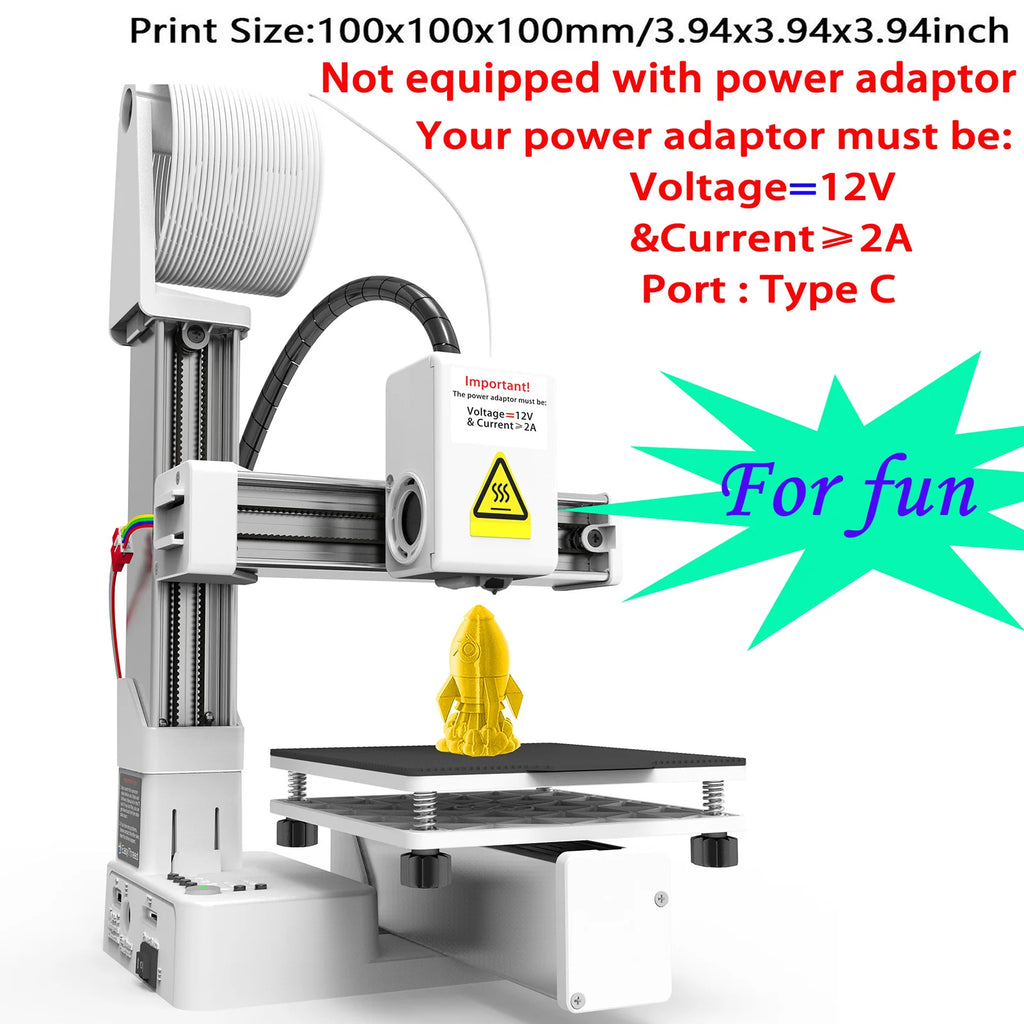 EasyThreed K10 Mini 3D Printer  100x100x100mm Build Size with One-Key Printing & Removable Platform, Ideal for Beginners & Kids