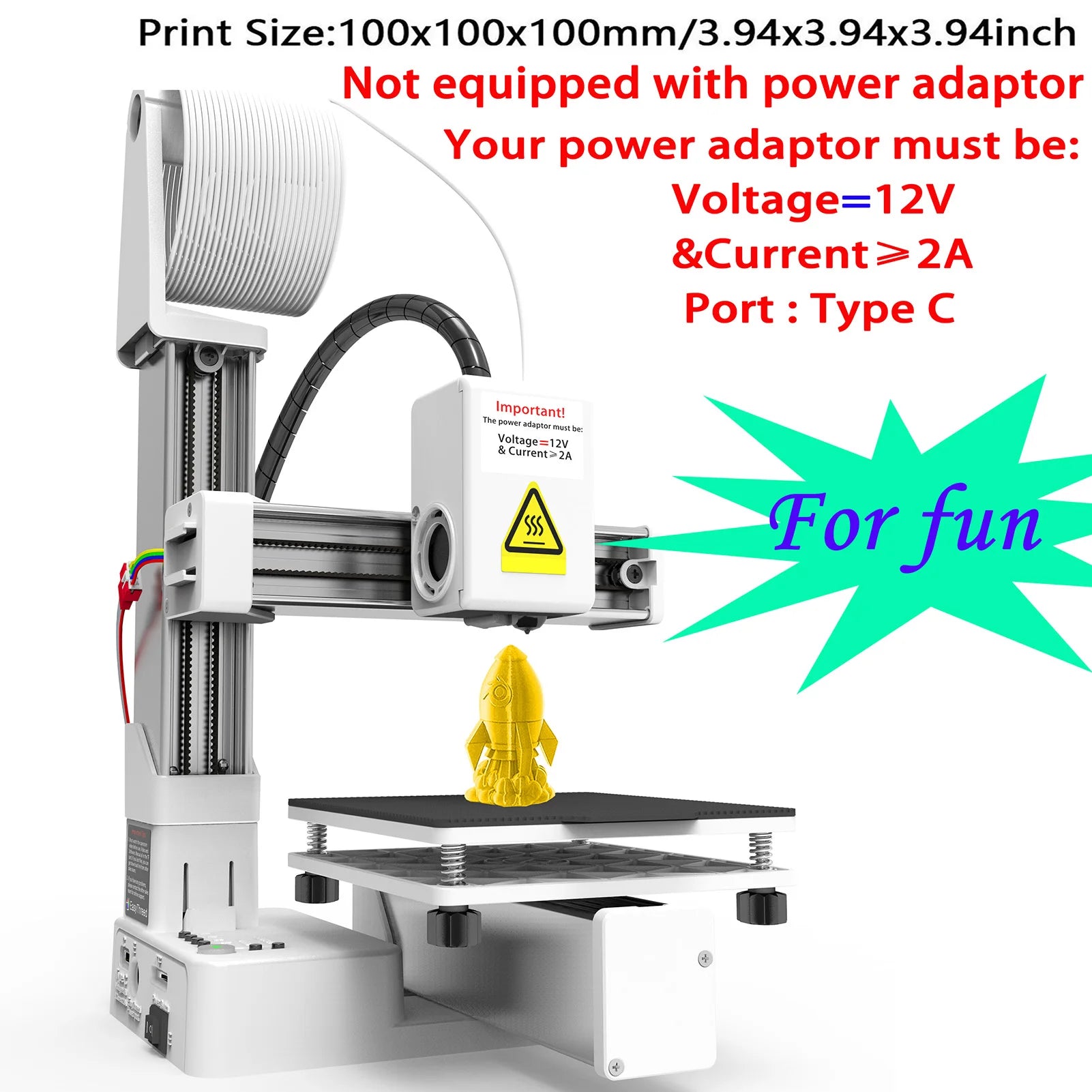 EasyThreed K10 Mini 3D Printer  100x100x100mm Build Size with One-Key Printing & Removable Platform, Ideal for Beginners & Kids
