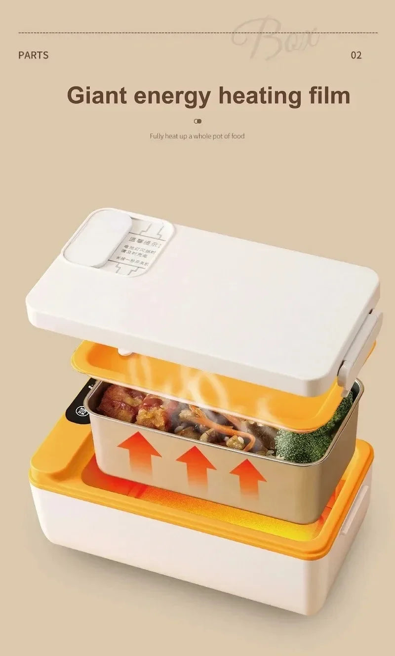1L USB Electric Lunch Box Portable Heated Food Warmer Rechargeable Insulated Container for Office Camping Travel Commuting