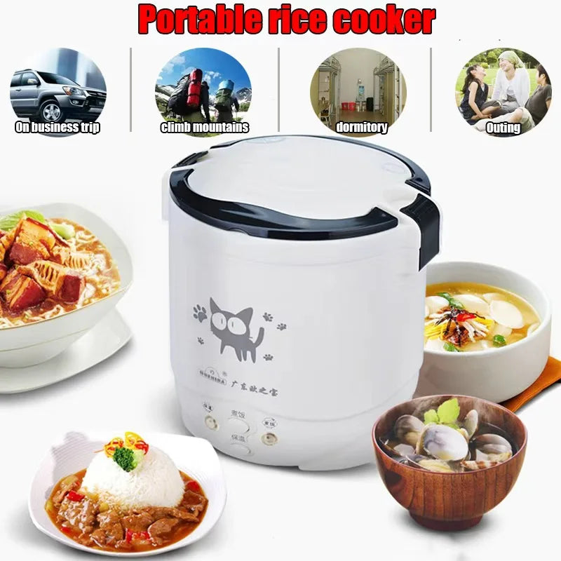 Electric Mini Rice Cooker - Portable MultiCooker for Household, Small Size Rice Cooker for 1-2 People