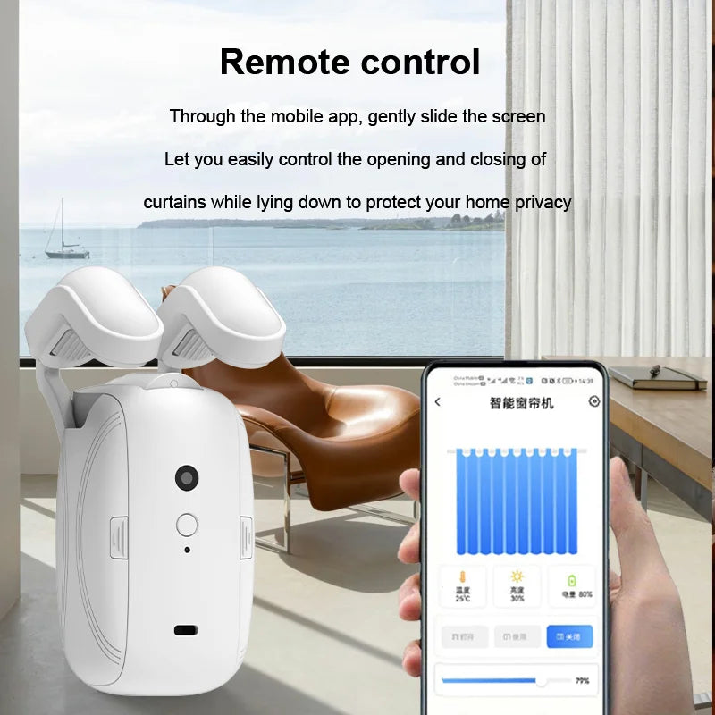 Smart WiFi Motorized Curtain Control System, APP & Voice Remote Control, Pushes Up to 8kg Drapes, Home Automation Smart Device