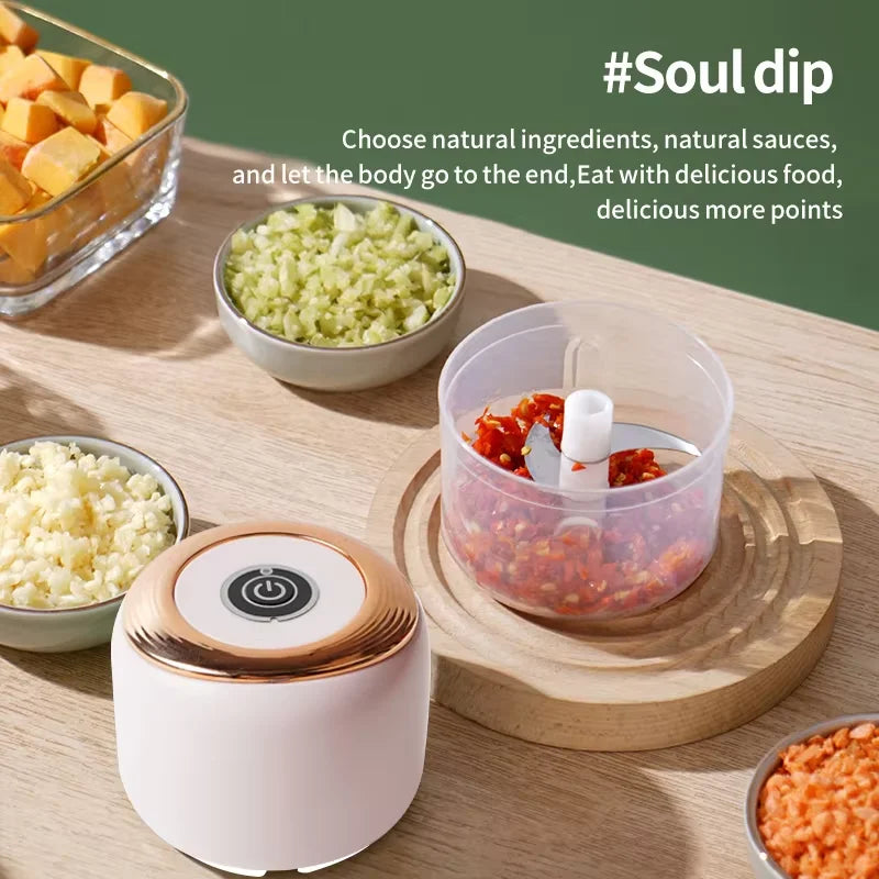 Mini Electric Garlic Chopper & Meat Grinder | USB Rechargeable, Sturdy, Durable Vegetable Crusher | Kitchen Food Processor