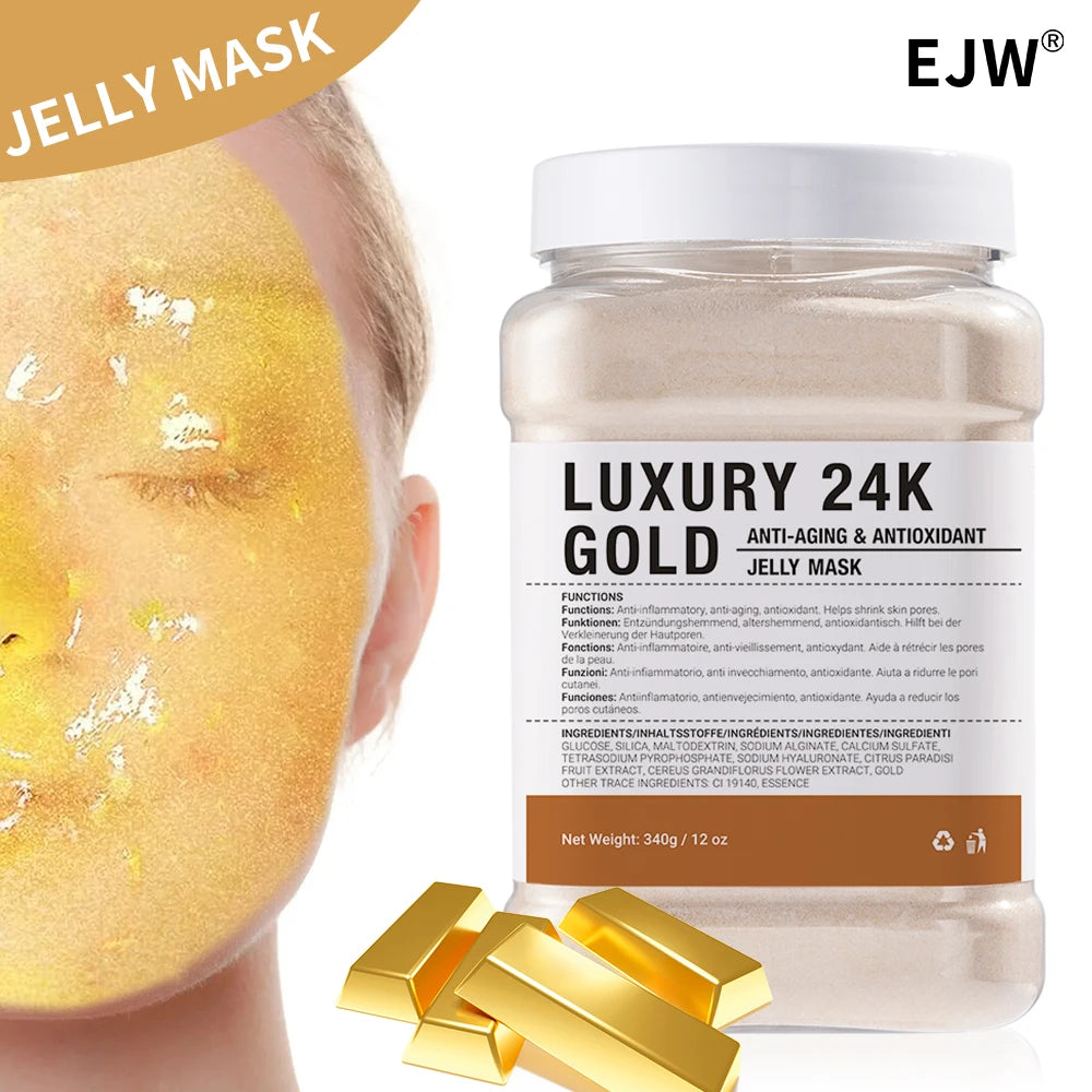 Jelly Mask Powder 24K Gold Anti Aging Jelly Face Mask, Peel Off Hydro Face Mask Powder for Fight Fine Lines, Dullness