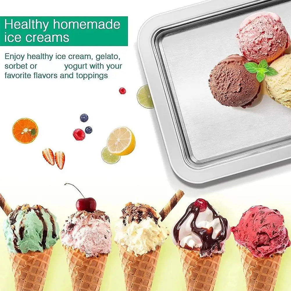 DIY Ice Cream Maker Yogurt Maker Machine with 2 Spatulas Homemade Rolled Cream Sorbet Gelato,Household Ice Cream Roller Pan