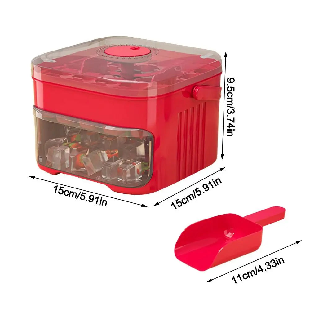 Portable 50-Cube Ice Maker with Easy Press Cap Large Capacity Double-layer Ice Cube Machine Household Ice Storage Ice Box
