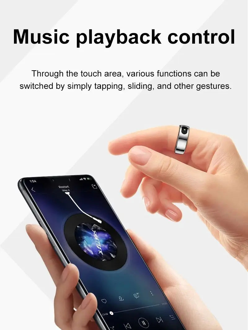 R08 Smart Ring For Men Women Touch Control Function Health Monitor IP68 5ATM Waterproof Skin Temperature Measure Smart Ring New