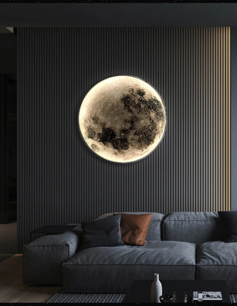 Moon Wall Light 3D Mural Earth Wall Light Hallway Gallery Mural Art Background Decoration Kid Bedroom Bedside Led Light