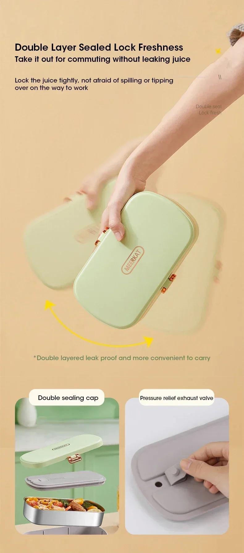 900ML Electric Lunch Box Portable Food Warmer With Heat Preservation For Office Worker Student Camping Heated Meal Box