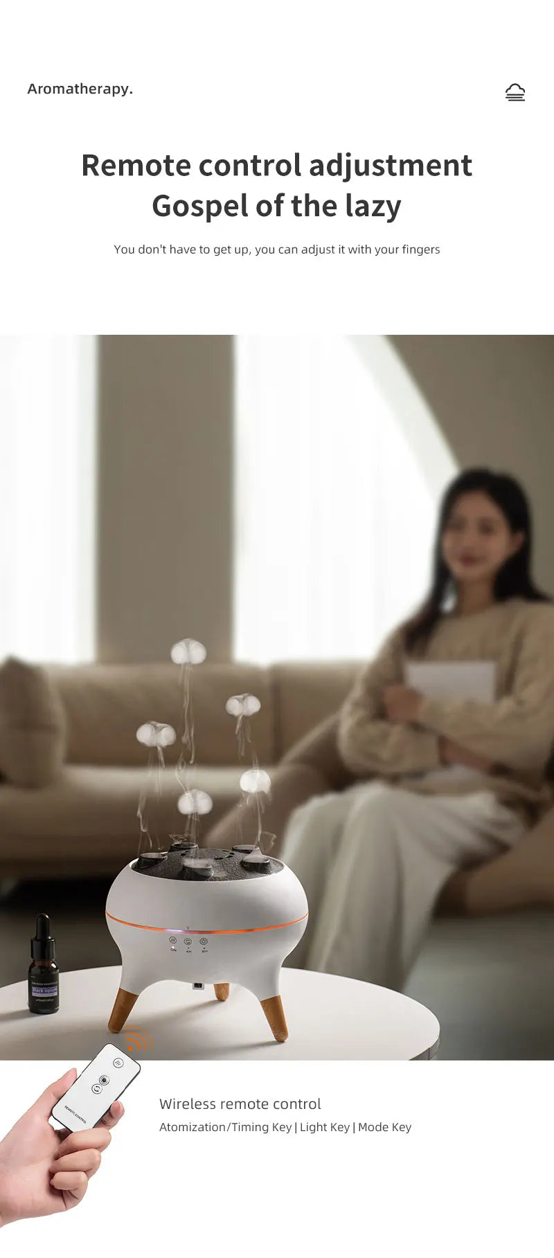 Jellyfish Air Humidifier With Colorful Gradient Lights Essential Oil Diffuser Ultrasonic Mist Maker Fogger Aroma Diffuser