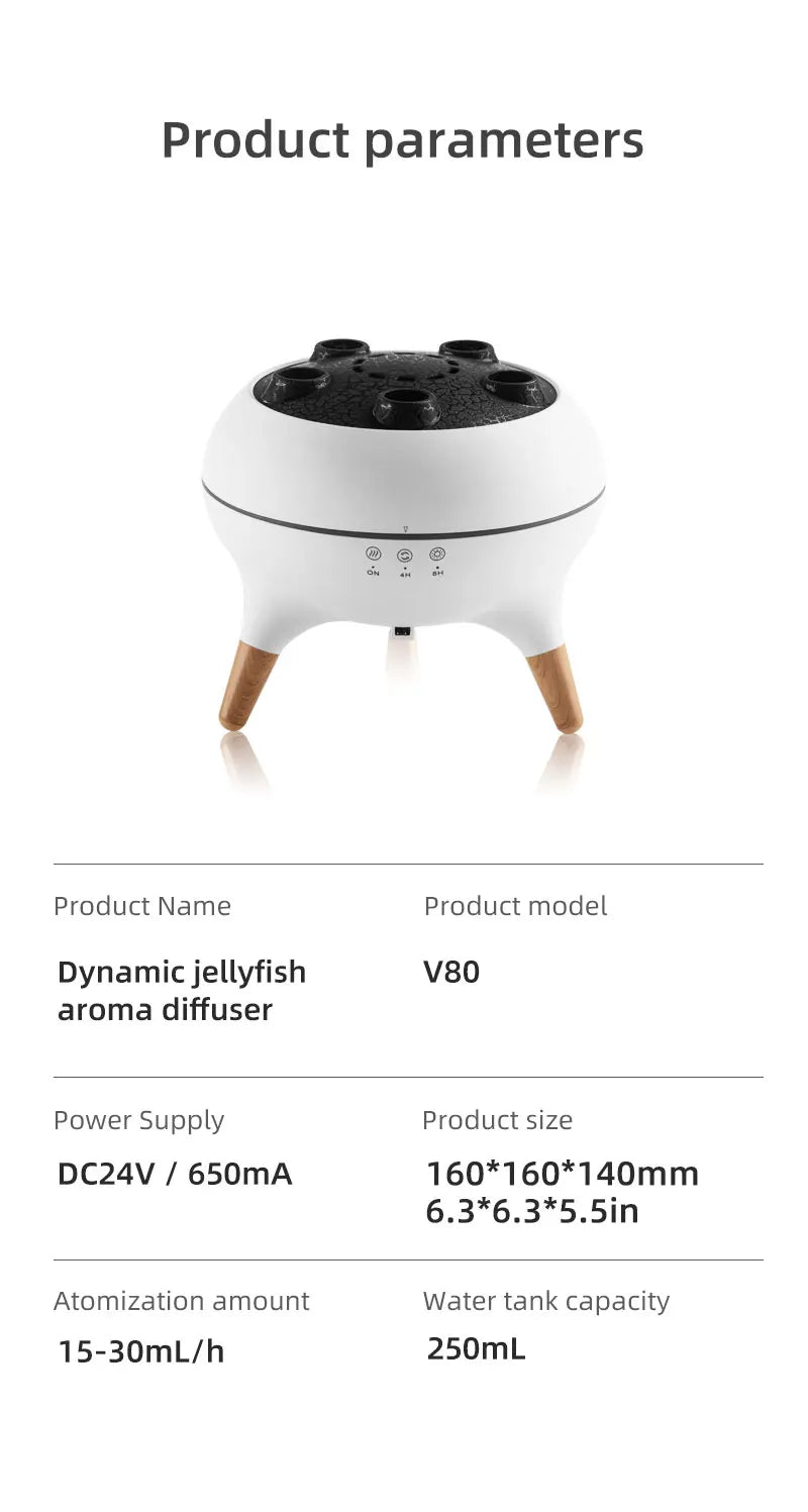 Jellyfish Air Humidifier With Colorful Gradient Lights Essential Oil Diffuser Ultrasonic Mist Maker Fogger Aroma Diffuser