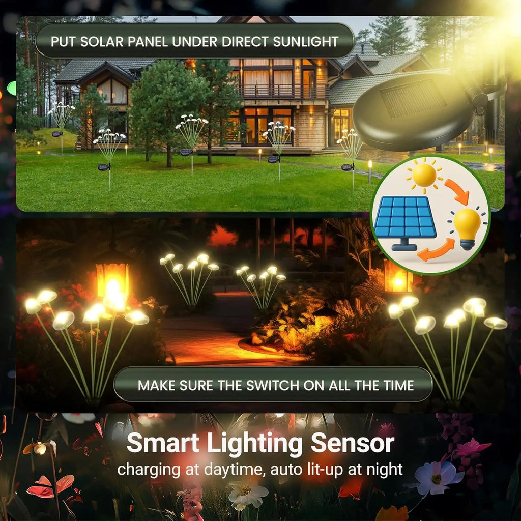 LED solar jellyfish mushroom lamp, used for outdoor courtyard landscape decoration lighting, suitable for lawns, garden terraces