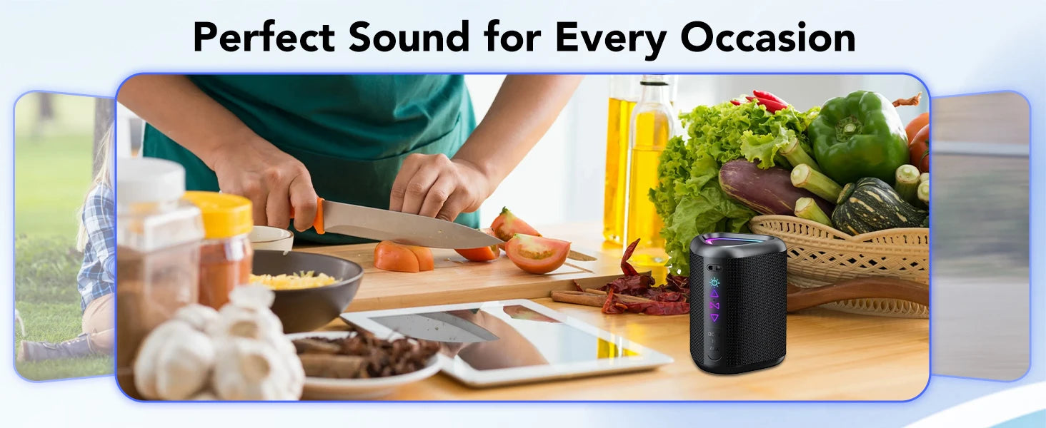 Bluetooth Speaker, 2026 Portable Wireless Speakers with Led Light, Bluetooth 5.4, 24H Playtime, Enhanced Bass, IPX7 Waterproof