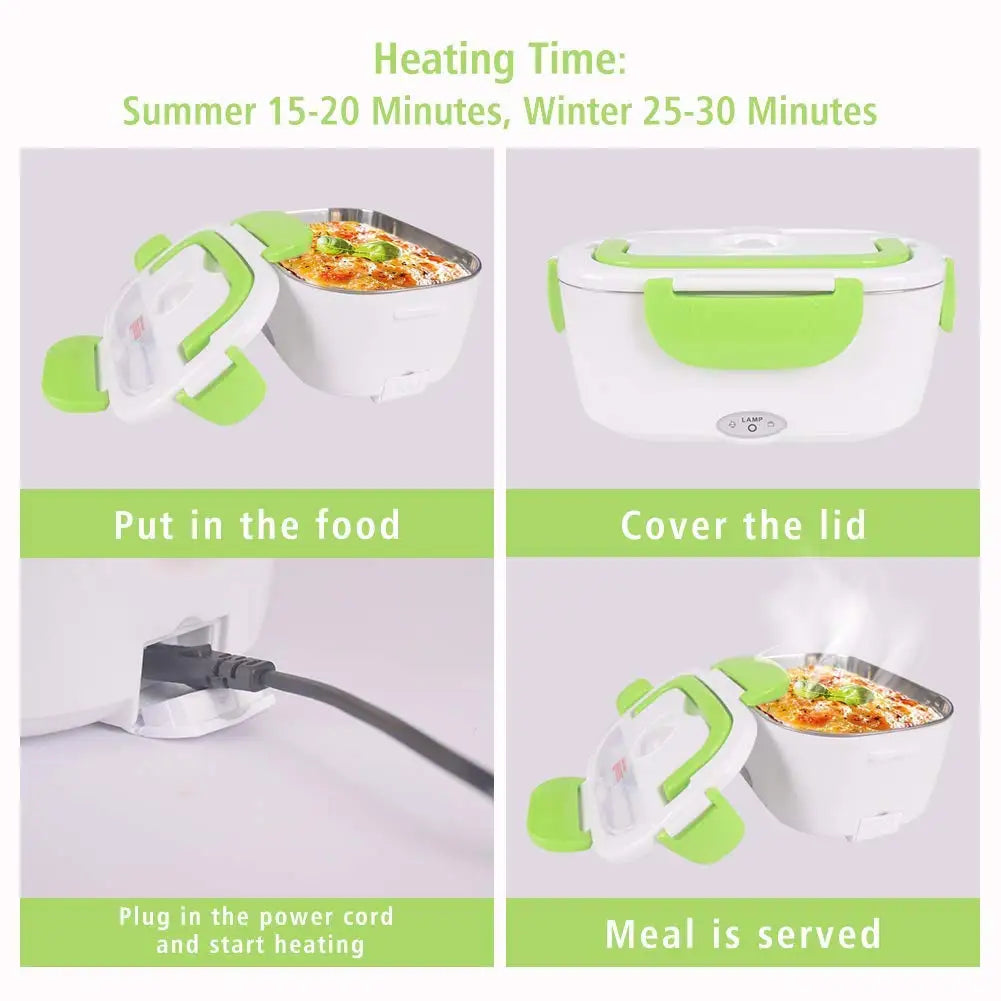 3-in-1 Electric Lunch Box Warmer - Fast Heating 12V/24V/110V Portable Food Container for Adults, Truck Drivers &Office Workers