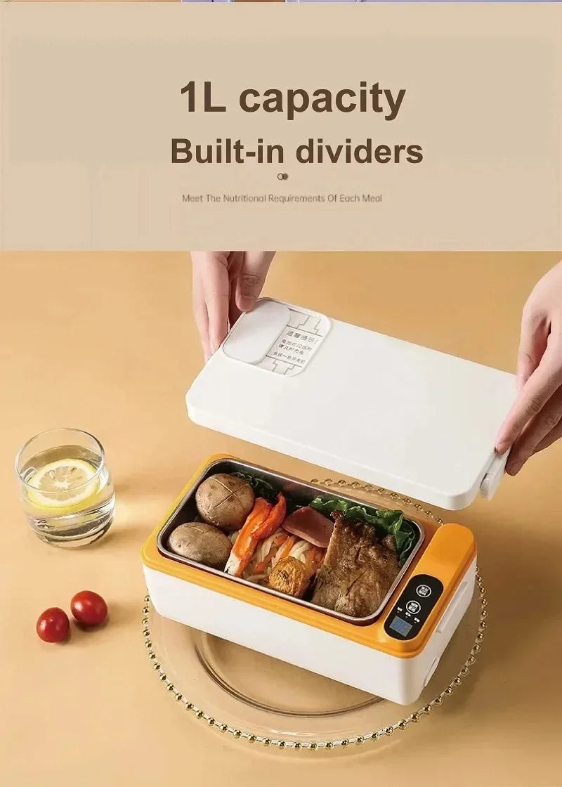 1L USB Electric Lunch Box Portable Heated Food Warmer Rechargeable Insulated Container for Office Camping Travel Commuting