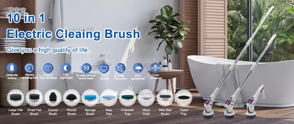 Electric Cleaning Brush Multifunctional Household Cleaning Brush Handheld Shower Scrubber Bathroom Kitchen Spin Scrubber