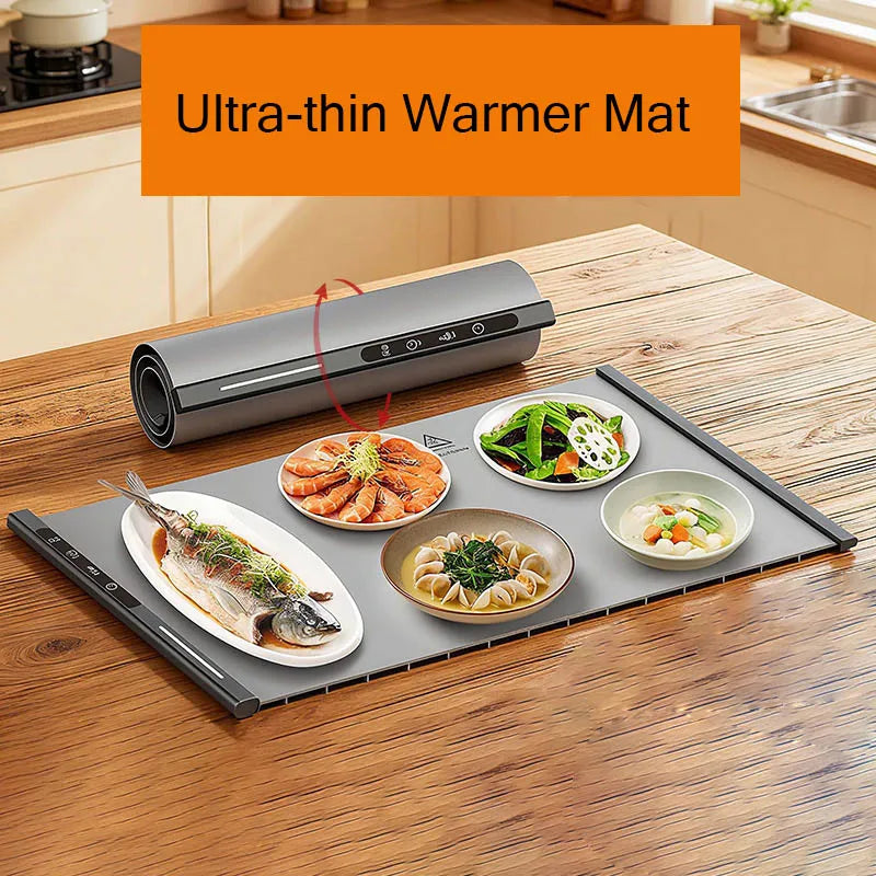 Electric Food Warmer Plate Foldable Warming Tray Plate Warmer Mat Food Fast Heating Portable Electric Warming Tray 8 Tem Setting