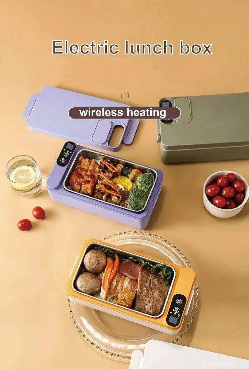1L USB Electric Lunch Box Portable Heated Food Warmer Rechargeable Insulated Container for Office Camping Travel Commuting