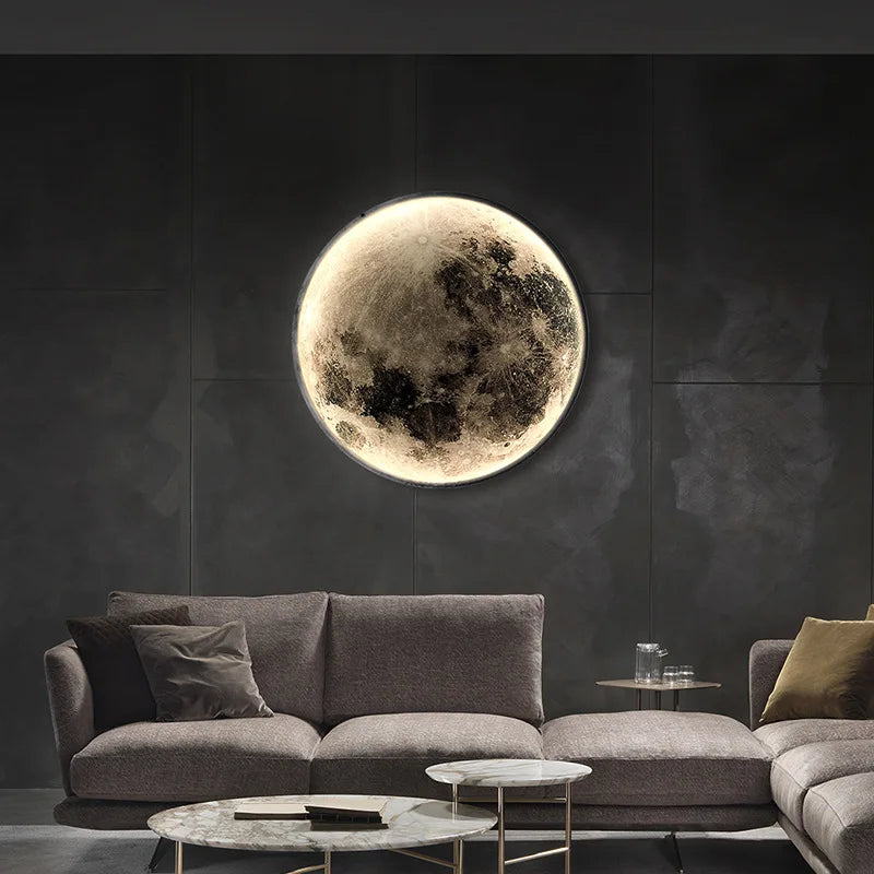 Moon Wall Light 3D Mural Earth Wall Light Hallway Gallery Mural Art Background Decoration Kid Bedroom Bedside Led Light