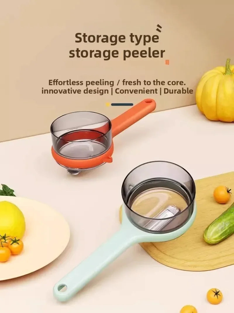 Multi-functional Fruit Vegetable Peeler with Peel Storage No Splashing Hanging Design Easy To Clean Potato Eye Remover Kitchen