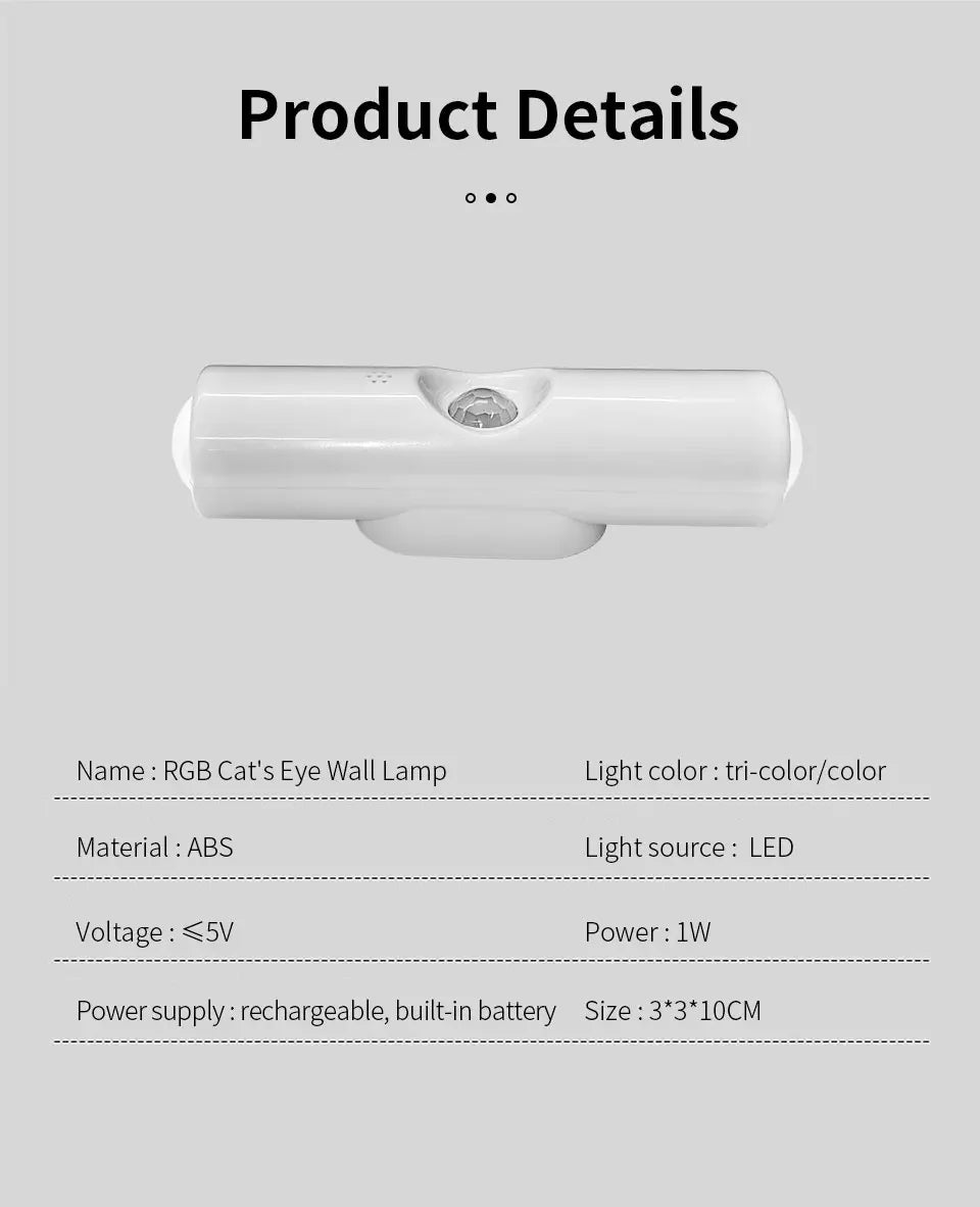 LED Motion Sensor Night Light RGB Colors Changing Wireless Wall Lamp Rechargeable Magnetic Sunset Lamp for Bedroom Living Room