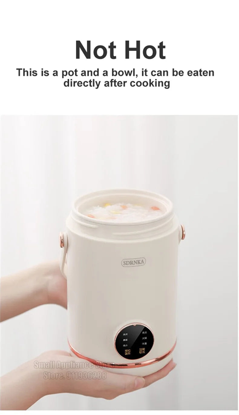 1L Rice Cooker Mini Portable Electric Cooker Ceramic Glazed Liner Multifunctional Electric Hot Pot 220V Home Kitchen Appliances