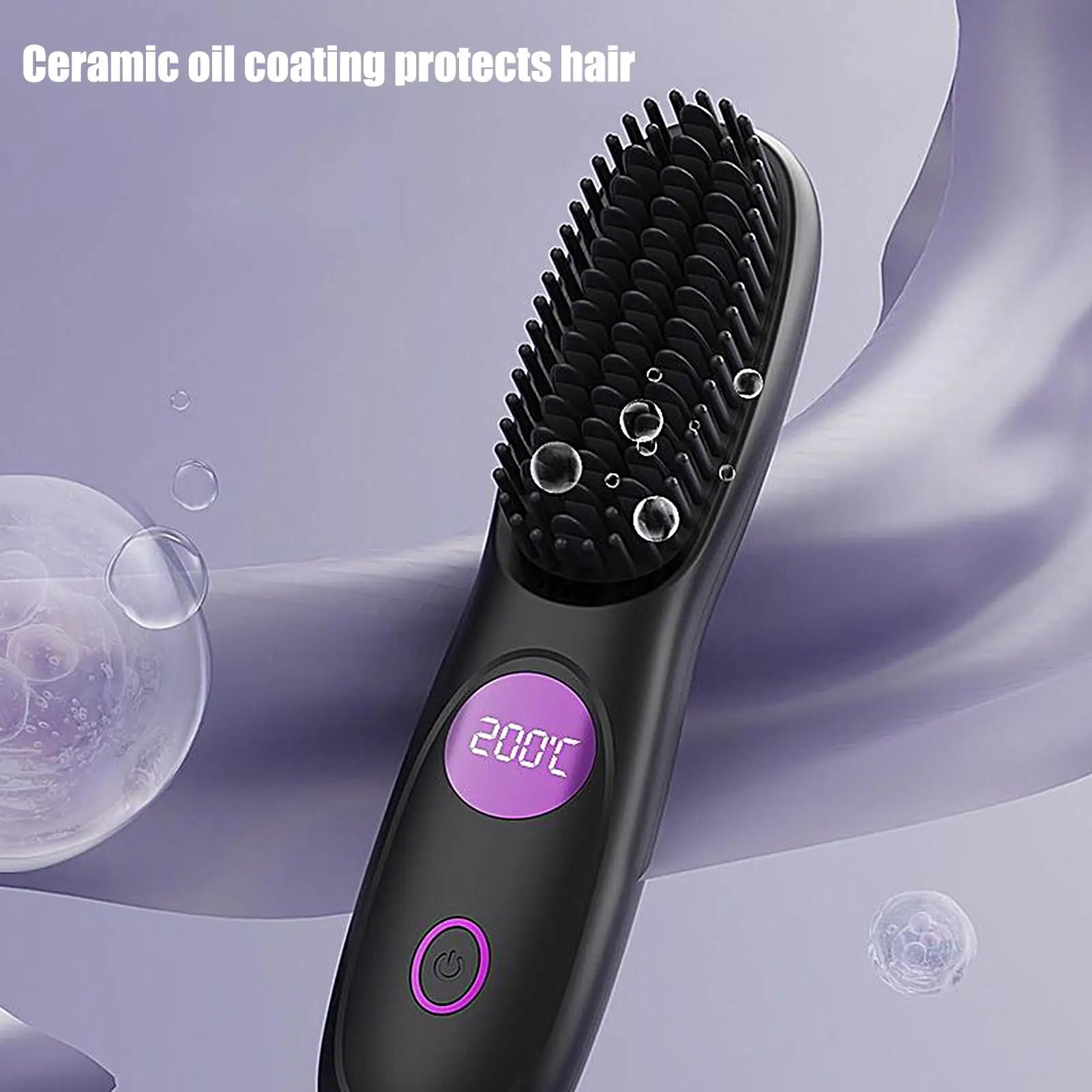 Hair Straightener Brush 3 Level Cordless USB Charging Straightener Portable Mini Straightening Brush for Home Travel