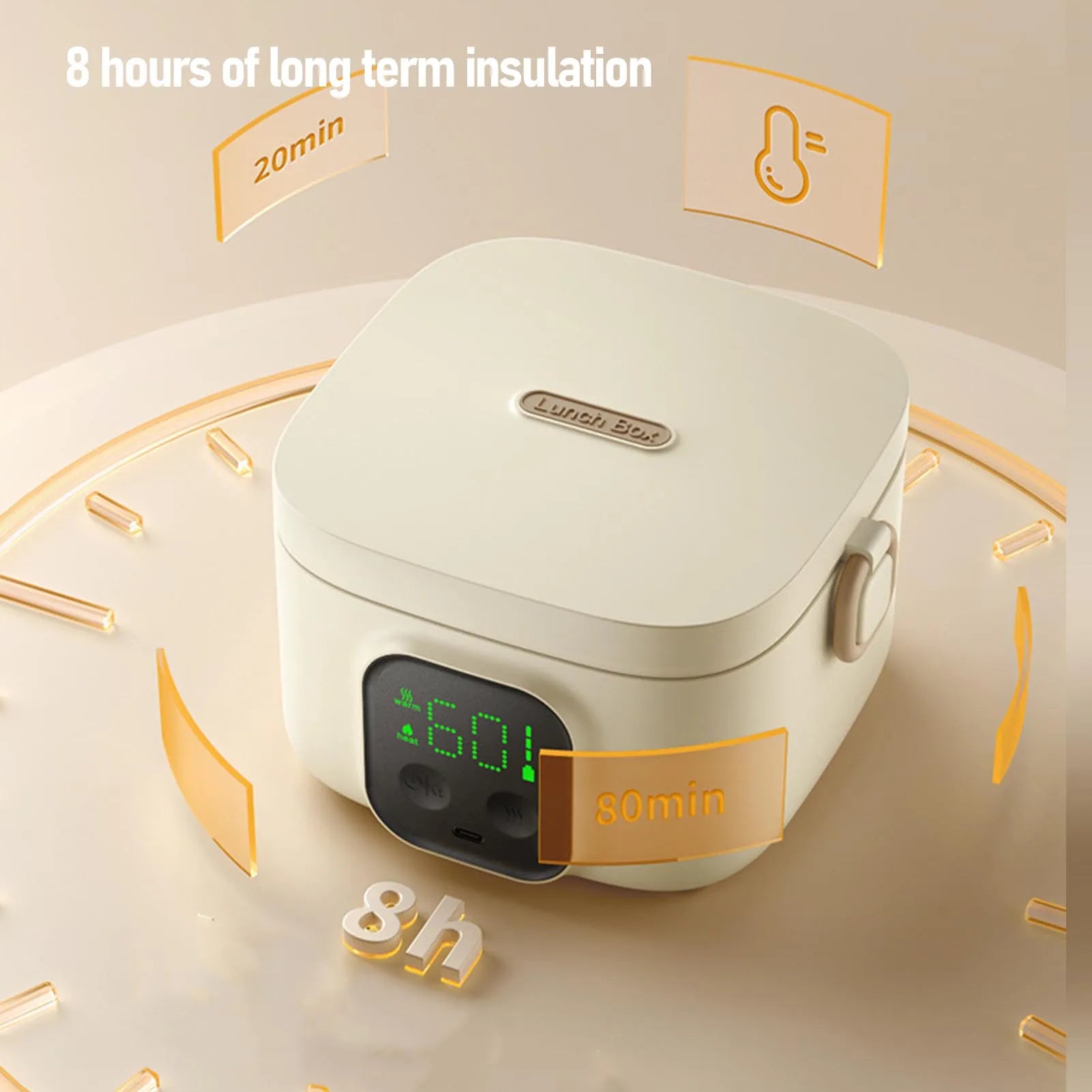 Electric Lunch Box Food Warmer Portable Insulation Mode Rechargeable 500ml Intelligent Constant Temperature Bowl for Travel