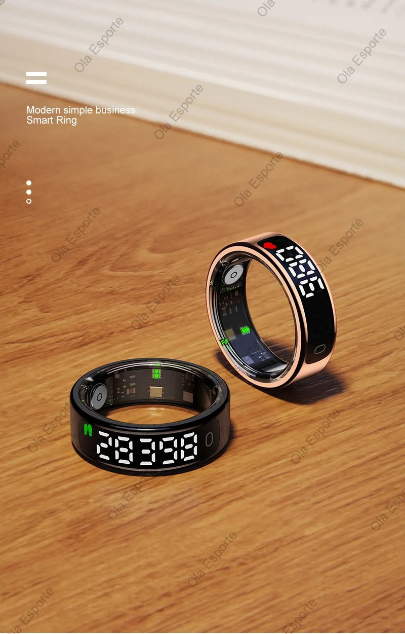 2025 Smart Ring with Display Screen and Touch, Wireless Charging Case,Health Manager, 5ATM Waterproof For Men Women R12 R13 Ring