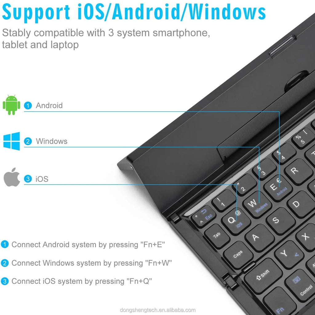 Portable Wireless Bluetooth Foldable Keyboard Mini Trifold Keyboard Aluminum Arabic English Layout for Mobile Phone Teclado