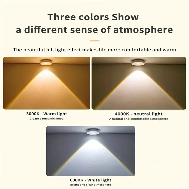LED Motion Sensor Night Light Wireless Under Cabint Lights Dimmable USB Rechargeable Lighting Kitchen Aisle Closet Home Decor