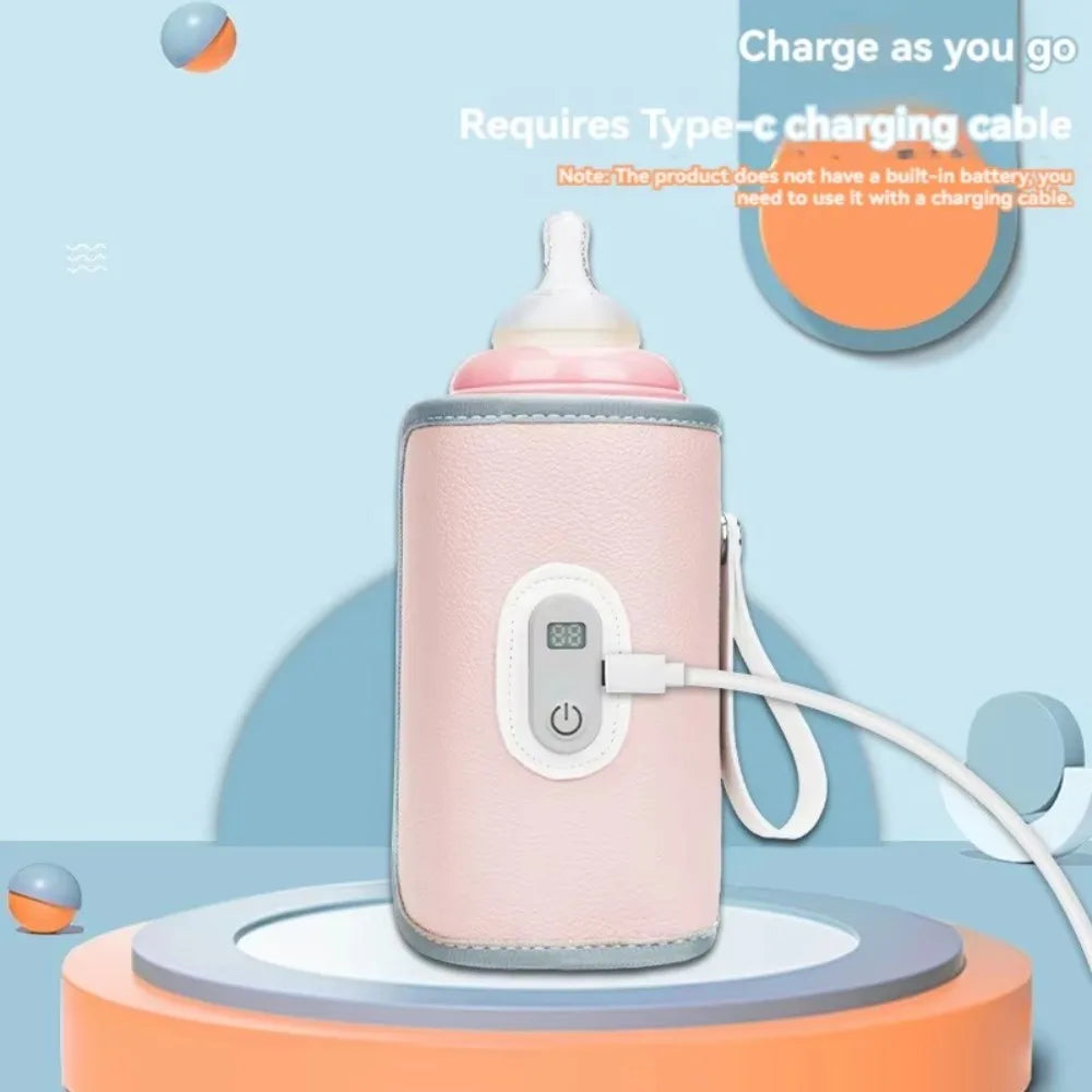 Digital Baby Bottle Warmer Type-C 5 Levels Milk Bottle Insulation Cover Heating LED Display Bottle Thermal Heater Infants