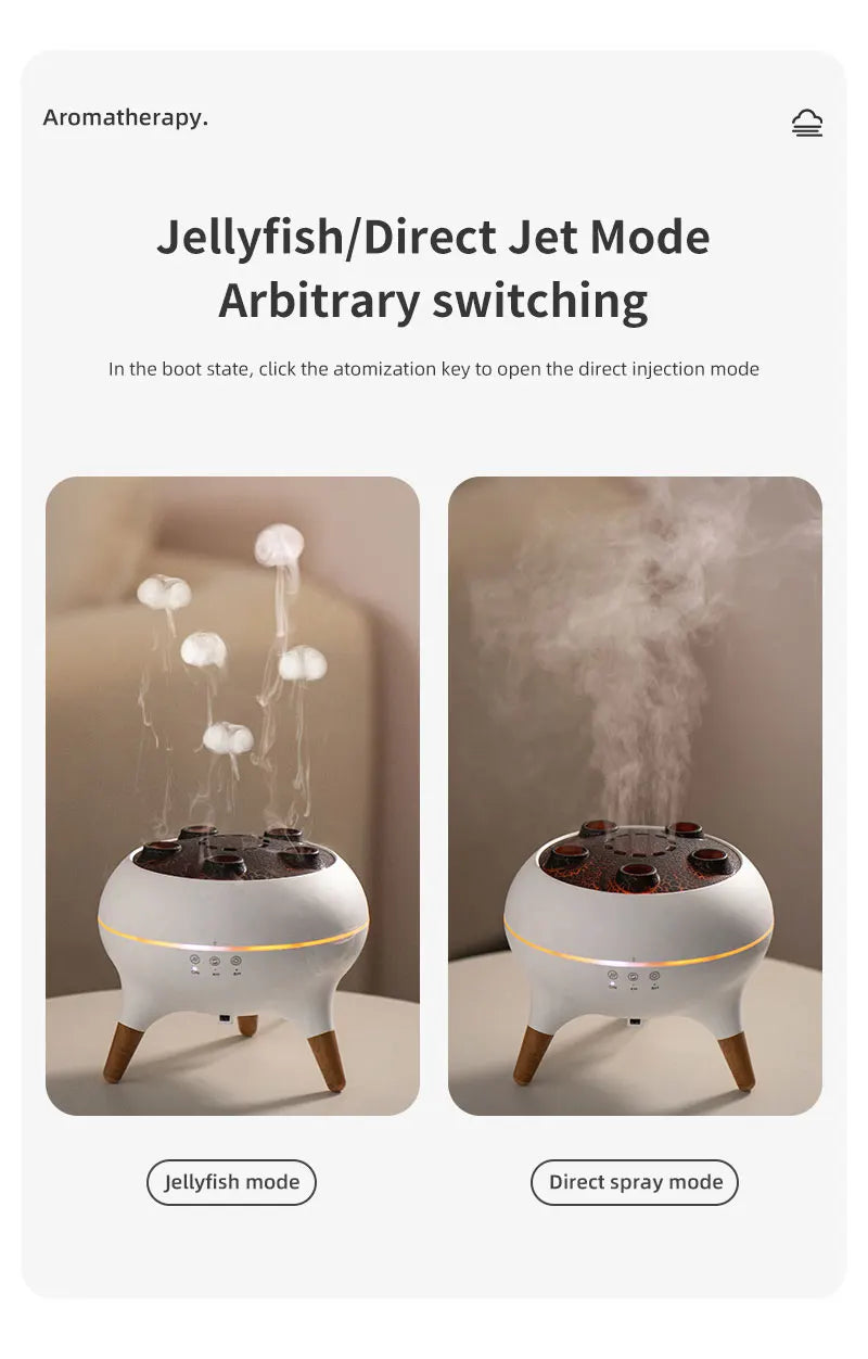 Jellyfish Air Humidifier With Colorful Gradient Lights Essential Oil Diffuser Ultrasonic Mist Maker Fogger Aroma Diffuser