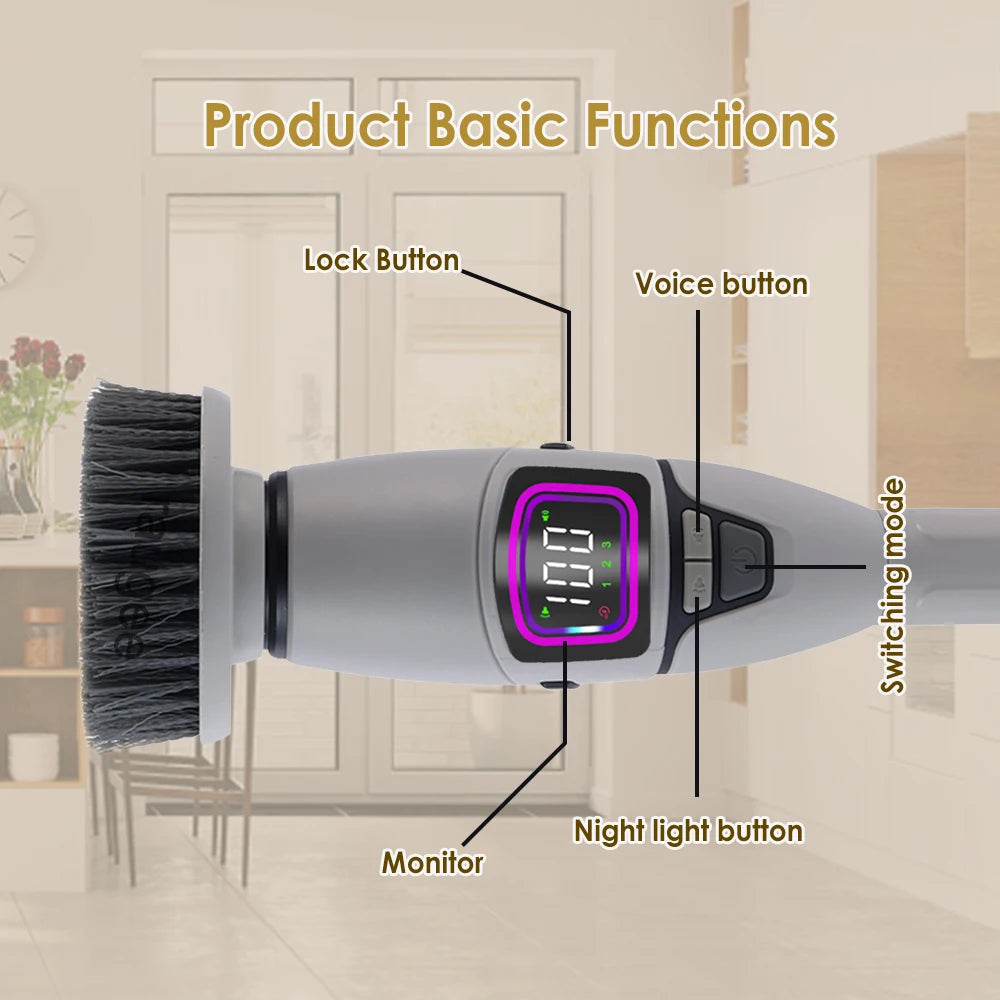 Electric Cleaning Brush Multifunctional Household Cleaning Brush Handheld Shower Scrubber Bathroom Kitchen Spin Scrubber