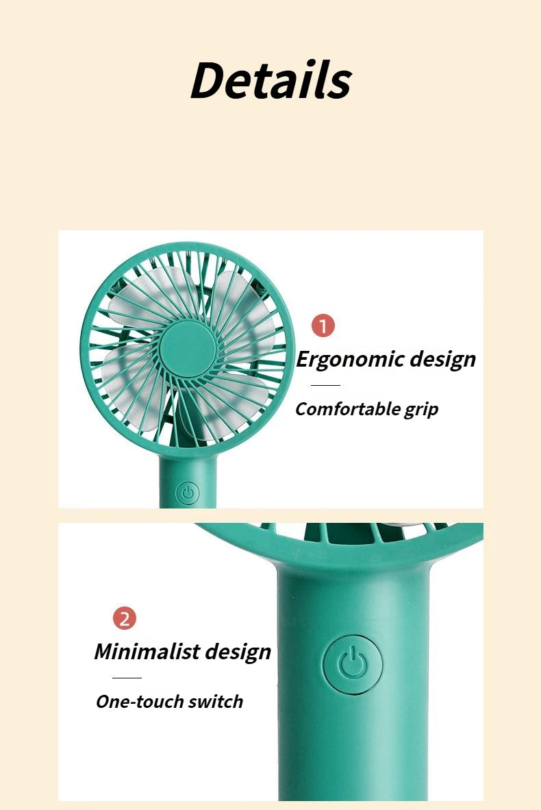 Multi-Purpose USB Desk Fan - 3-in-1 Portable Rechargeable Handheld Fan for Office, Home, Dorm Rooms & Outdoor Activities
