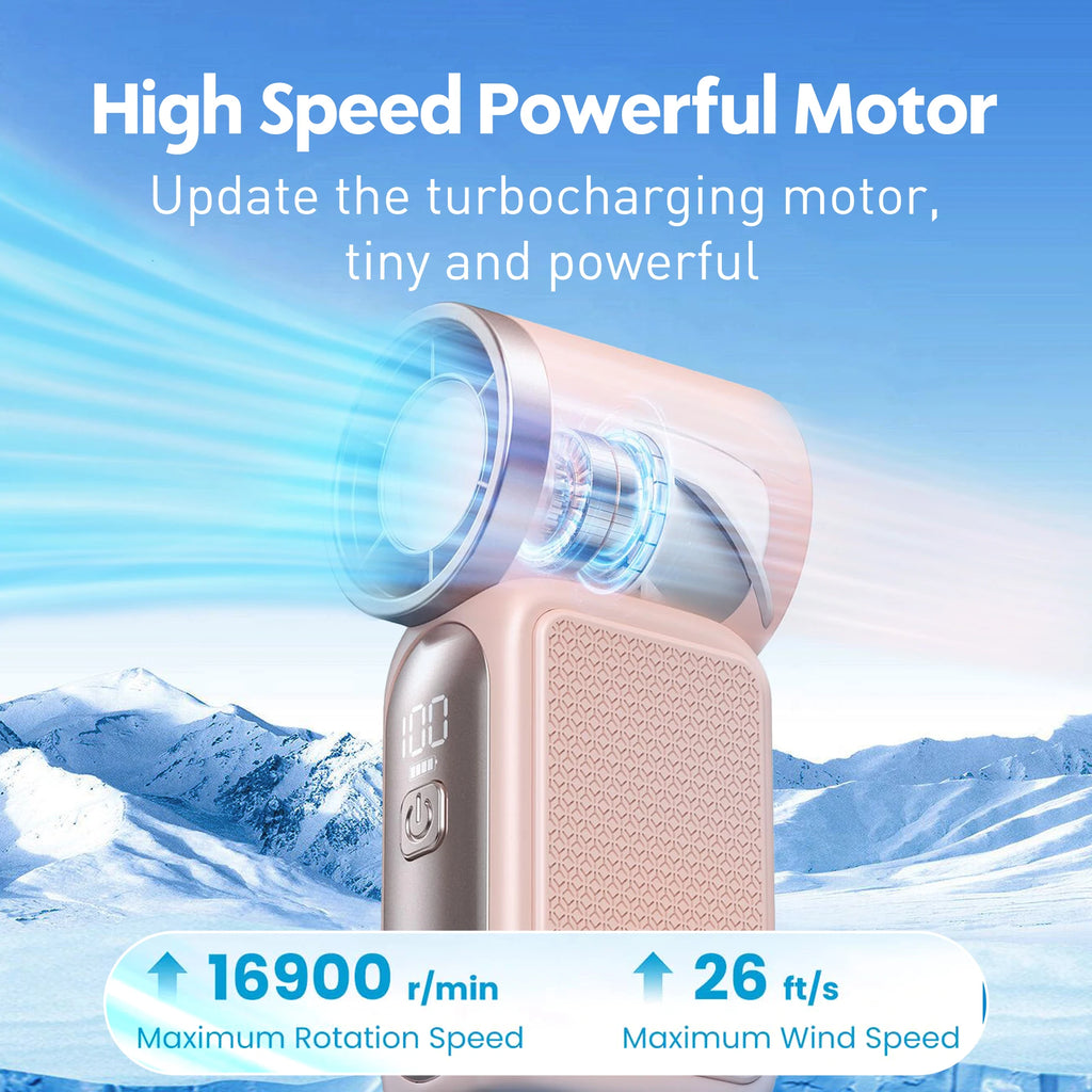 Portable Mini Handheld Fan 3000mAh High Speed Turbo LED Display 100 Adjustable Settings USB Rechargeable Desk Fan Travel