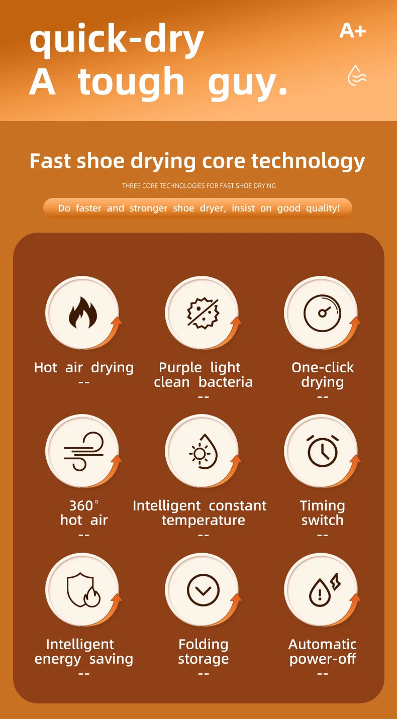 Household Shoe Warmer Heater Quick Drying Deodorizing Sterilizing Shoe Dryer Intelligent Timer Shoe Dryer Adjustable Dryer