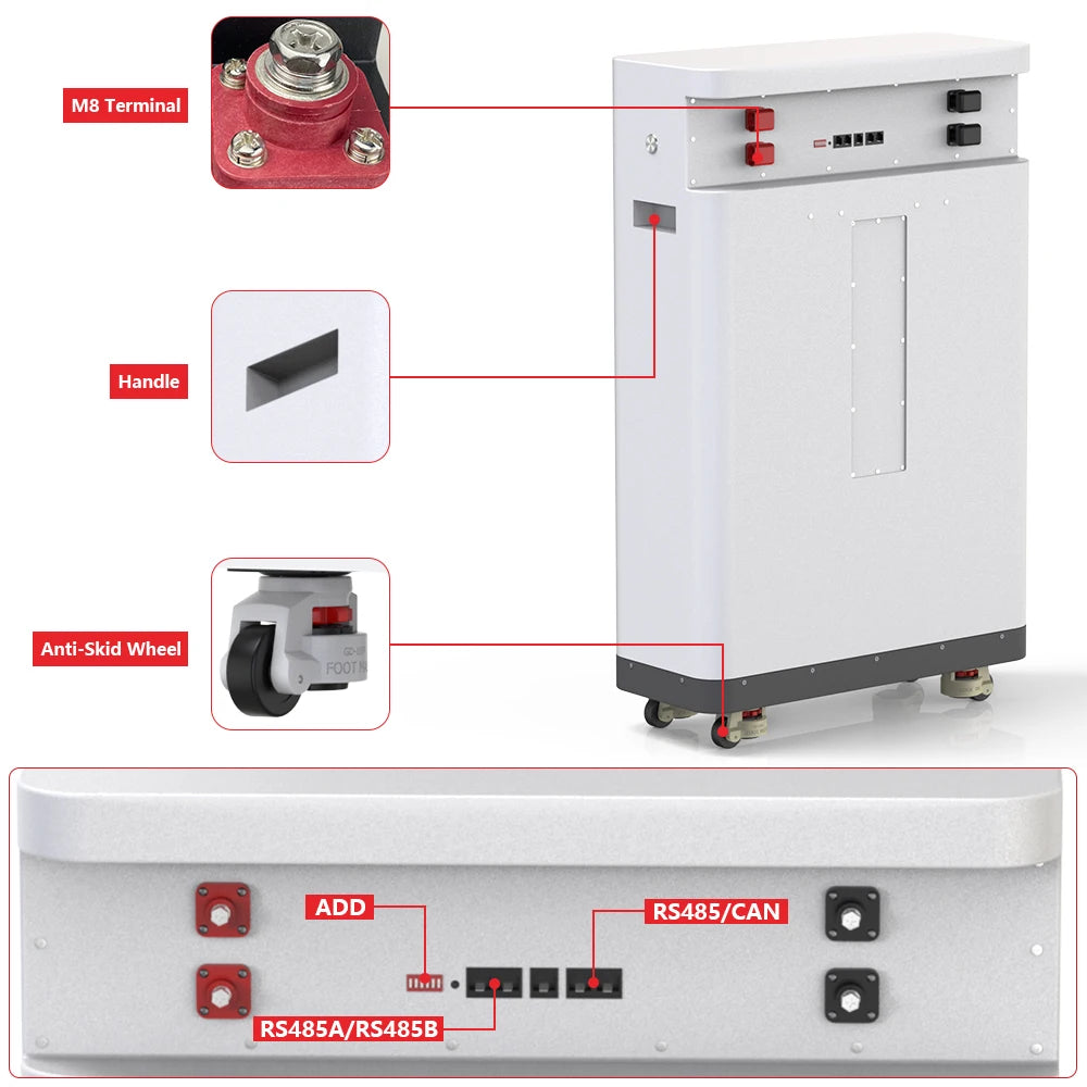 LiFePO4 Battery 48V 300Ah 15KW 51.2V 100Ah 600Ah Grade A Cells 10000+Cycles Bluetooth BMS CAN RS485 Built-in Equalizer EU No Tax