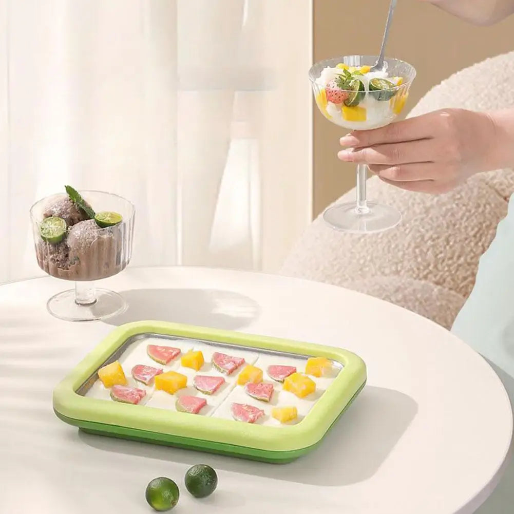 DIY Ice Cream Maker Yogurt Maker Machine with 2 Spatulas Homemade Rolled Cream Sorbet Gelato,Household Ice Cream Roller Pan