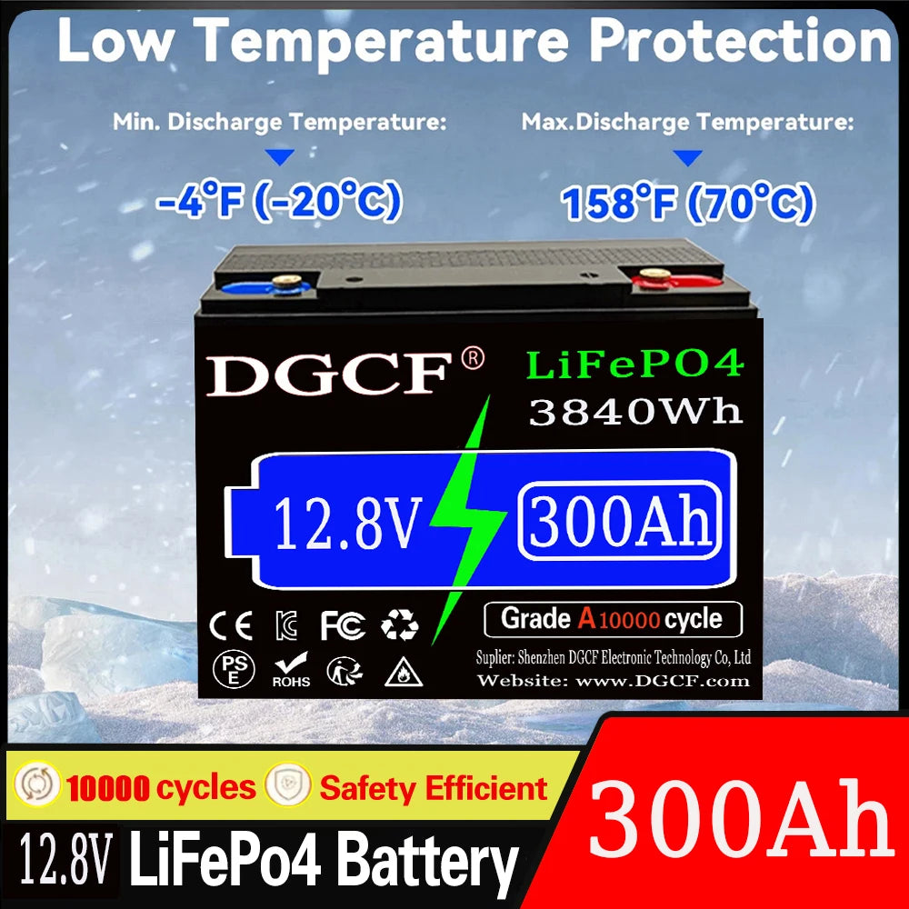 12V LiFePO4 Lithium Battery 12000Wh 500Ah, Built-in 200A BMS, Rechargeable Battery, for RV/Camper, Solar, Marine, Overland/V