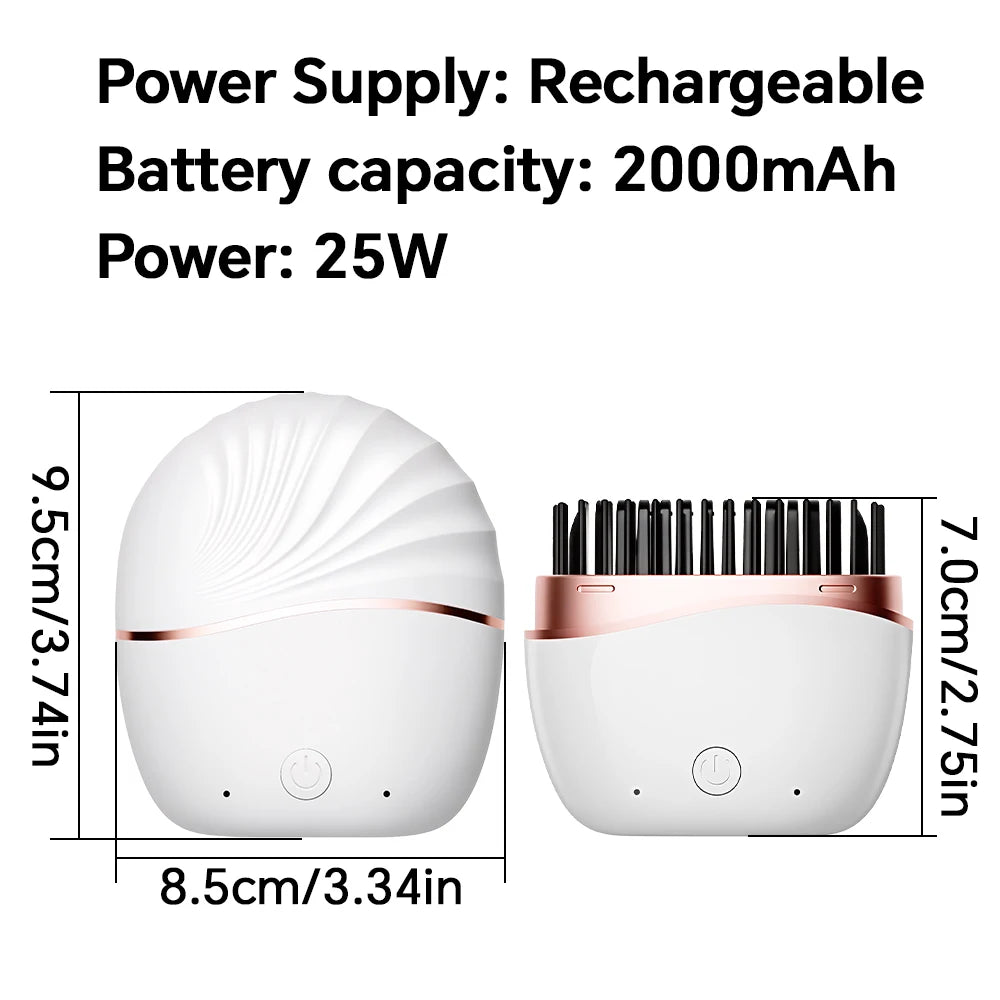 Mini Straightener USB Rechargeable Hair Straightener Brush - Anti-Scald Shell, Cordless Straightening Comb for Smooth Hairstyle