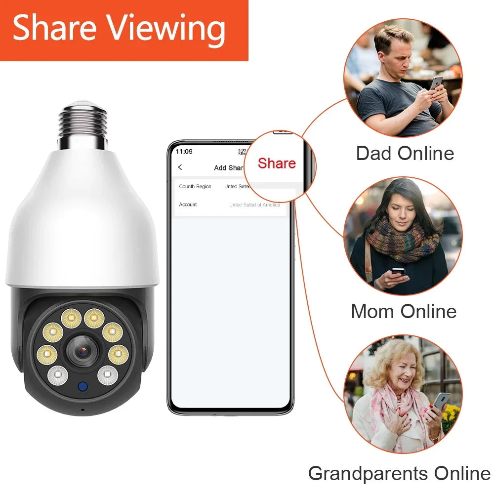 5MP 5G Bulb Camera E27 WiFi TUYA Smart Life PTZ IP CCTV Outdoor Night Vision 3MP Security Video Bulb Surveillance Camera TUYA