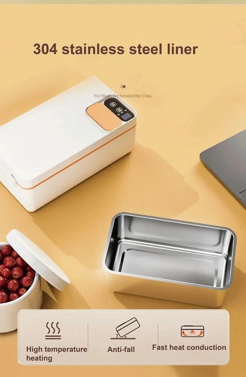1L USB Electric Lunch Box Portable Heated Food Warmer Rechargeable Insulated Container for Office Camping Travel Commuting