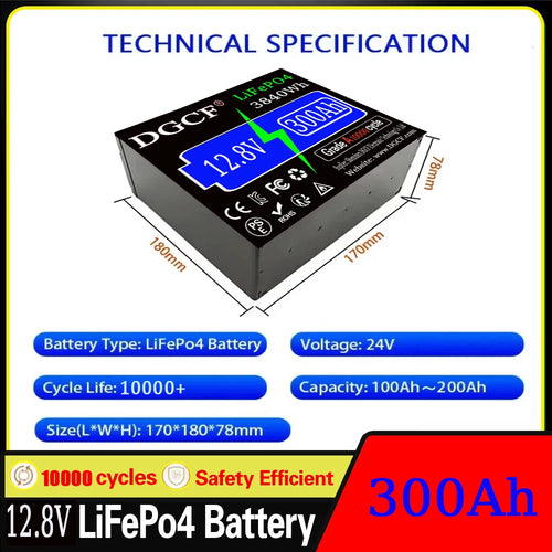 12V LiFePO4 Lithium Battery 12000Wh 500Ah, Built-in 200A BMS, Rechargeable Battery, for RV/Camper, Solar, Marine, Overland/V