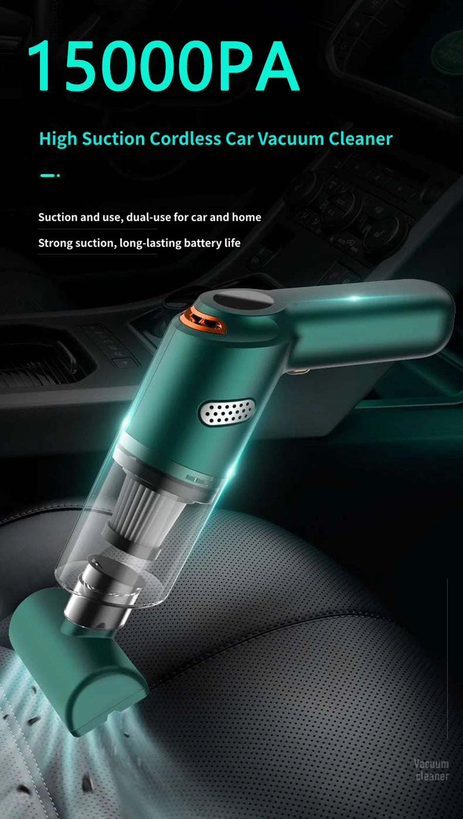 Wireless Mini Vacuum Cleaner 15000PA High Power 120W Cordless Handheld Robot Dust Blower for Car Home Pet Hair