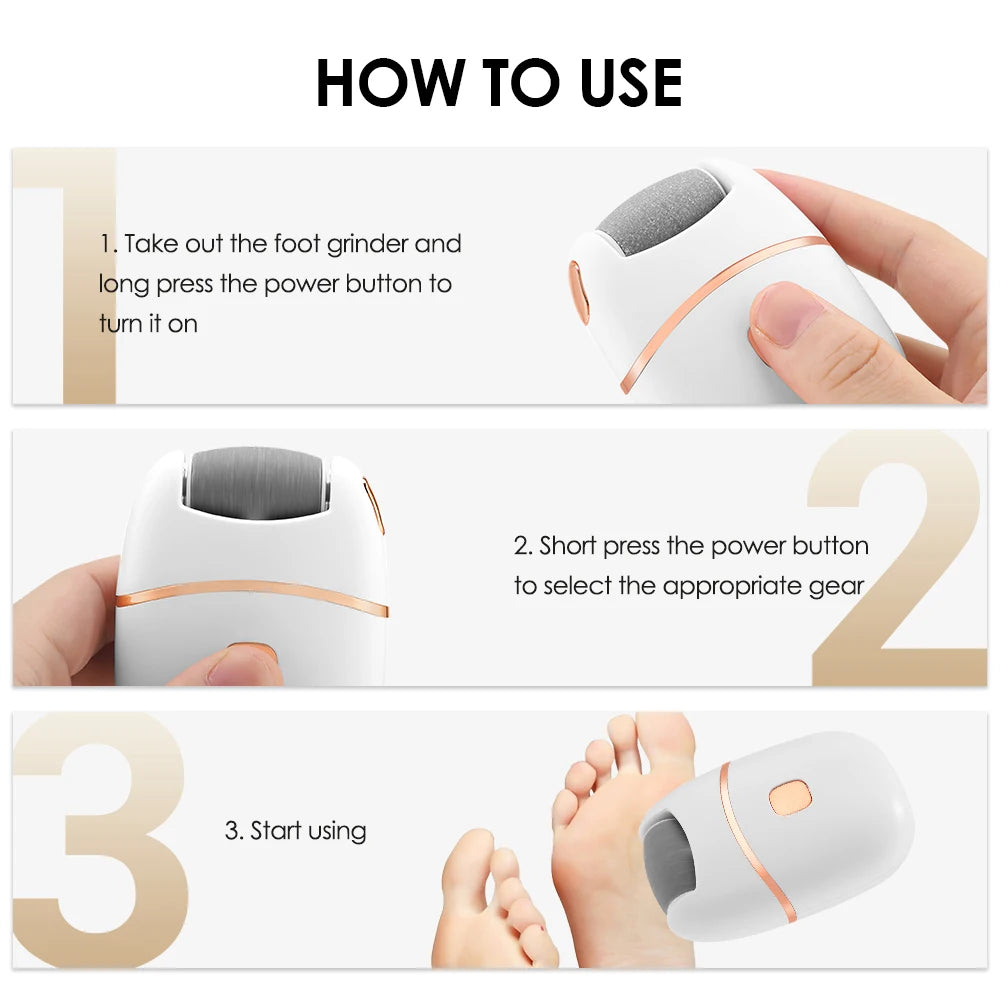 Electric Foot Grinder Automatic Pedicure Tool Remove Dead Skin Calluses Thick Leather Polishing Gentle Exfoliation 2 Gears