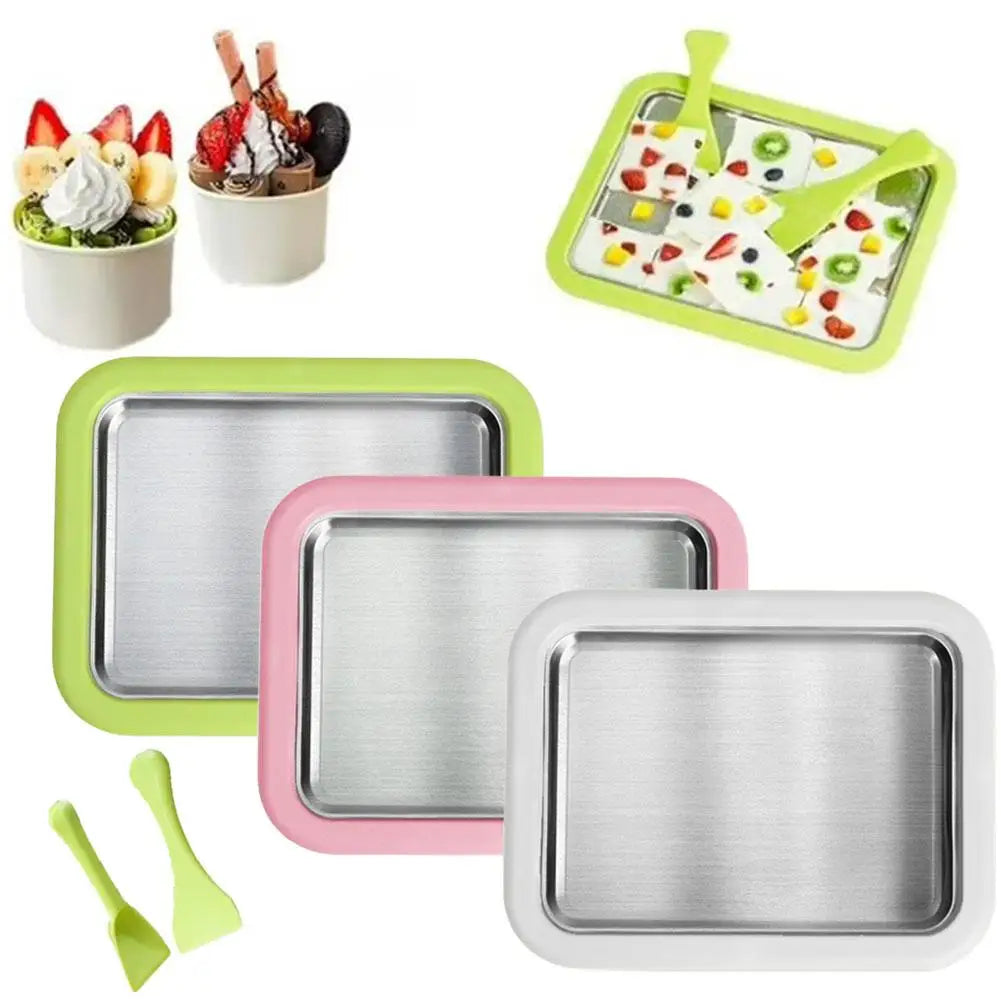 DIY Ice Cream Maker Yogurt Maker Machine with 2 Spatulas Homemade Rolled Cream Sorbet Gelato,Household Ice Cream Roller Pan