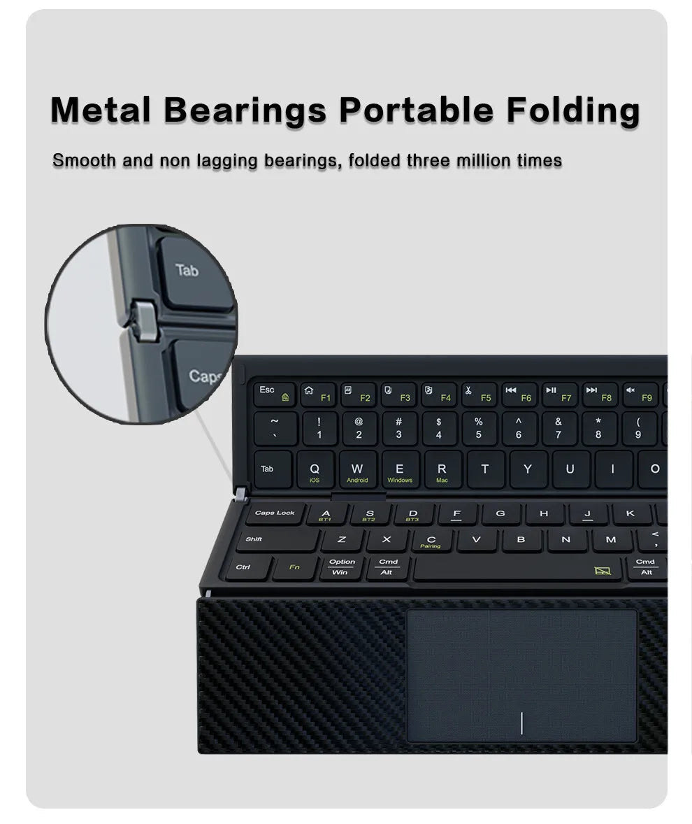 Jomaa Foldable Bluetooth Keyboard Portable Folding Wireless Keyboard with Portable Pocket Size