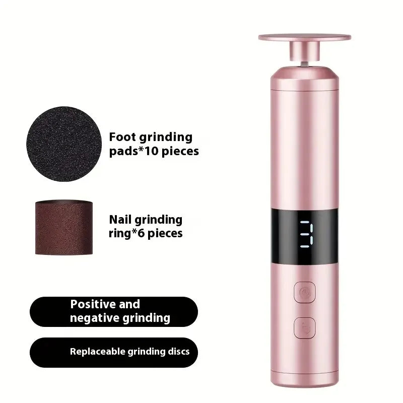 Electric 2-in-1 foot grinder and nail grinder - USB foot repair equipment with 3-speed adjustment and 16 interchangeable heads